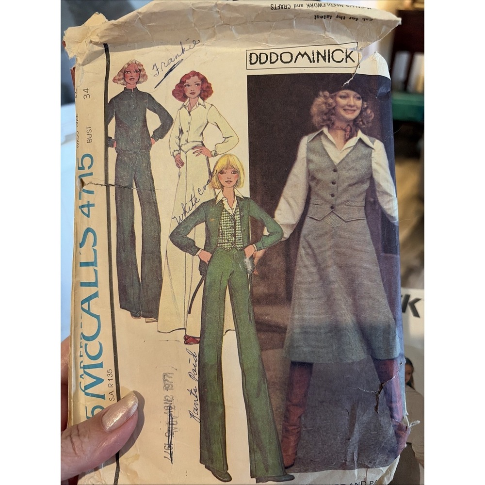 Vintage 1975 McCalls Suit Sewing Pattern 4715 Size 12 Cut Complete